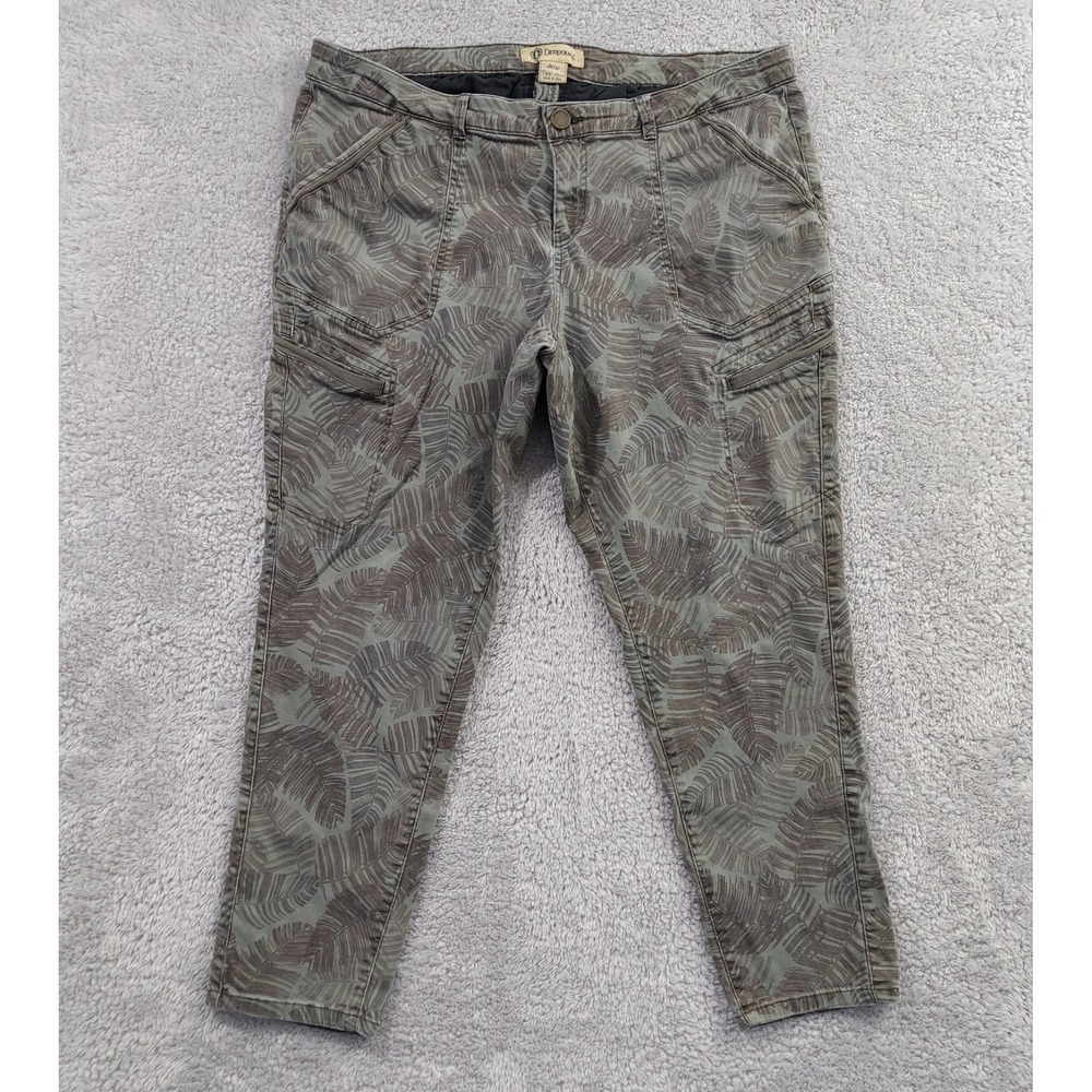 Democracy Cargo Pants Women 20W Green Palm‎ Print Flex-ellent Ankle Length